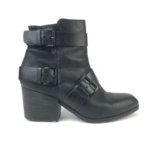 Vic Matie Leather Biker Moto Ankle Buckle Boots